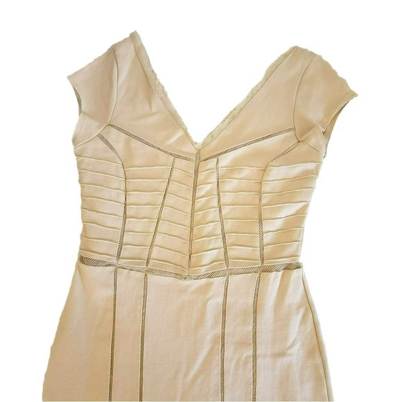 Free People Ivory Beige Mini Bodycon Stunning Perforated Dress Size S LH8108 - Picture 3 of 7